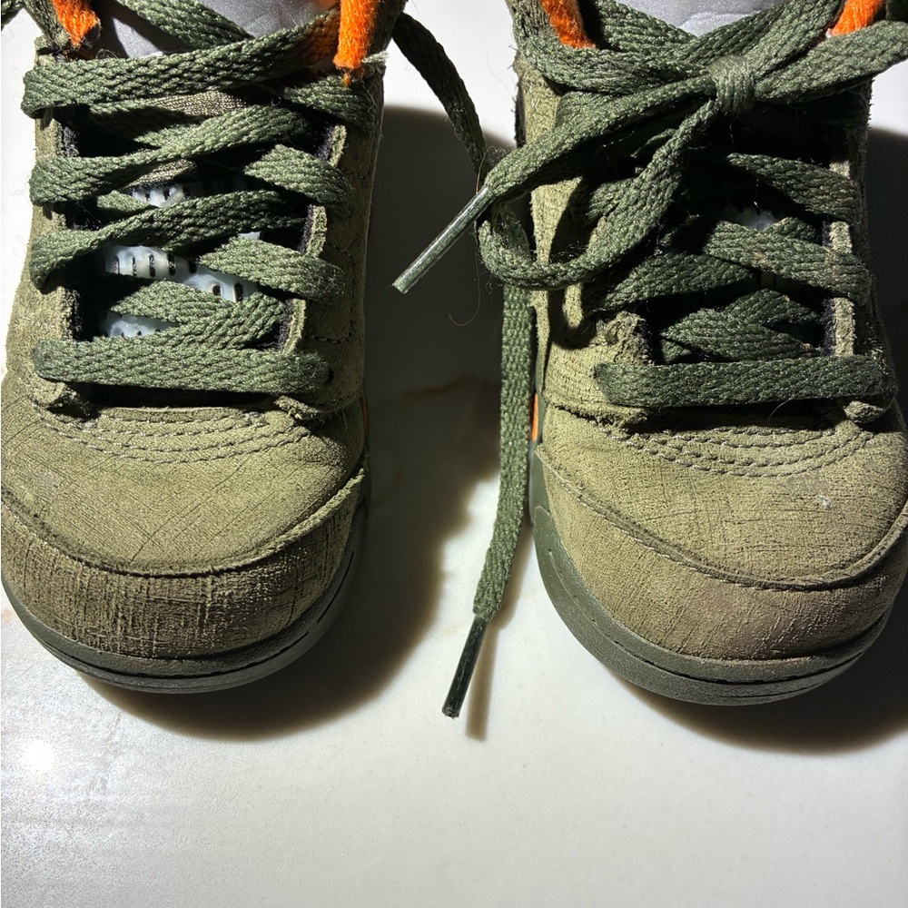 Kids Olive Green and Orange Sneakers - Picture 3 of 6